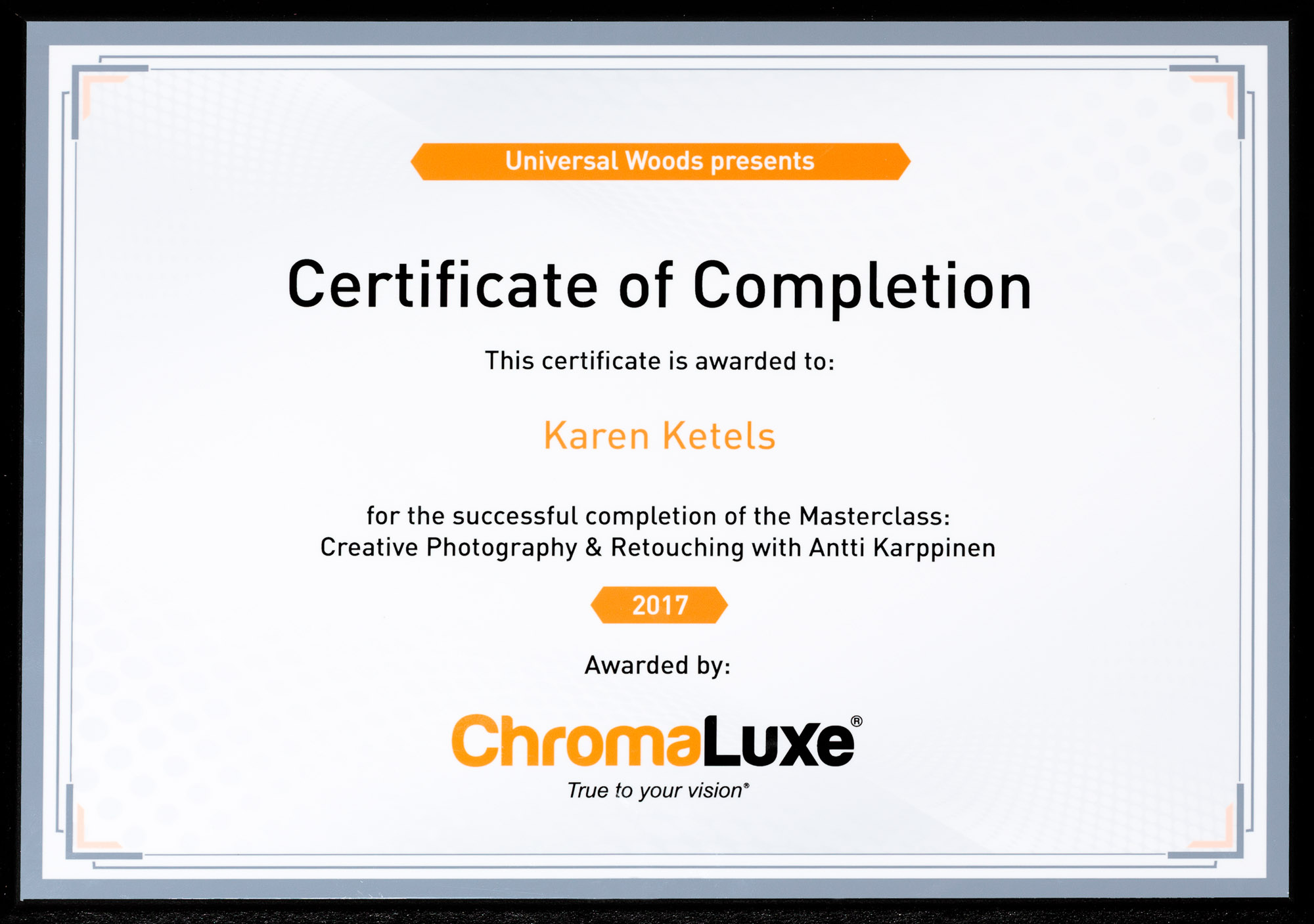 Karen Ketels award Chromaluxe, Masterclass Creative Photography & Retouching with Antti Karppinen
